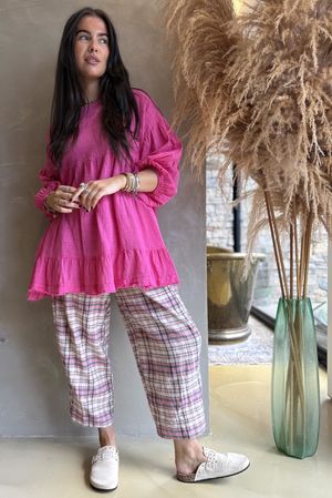 Driftwood Bell Sleeve Smock Top Hot Pink